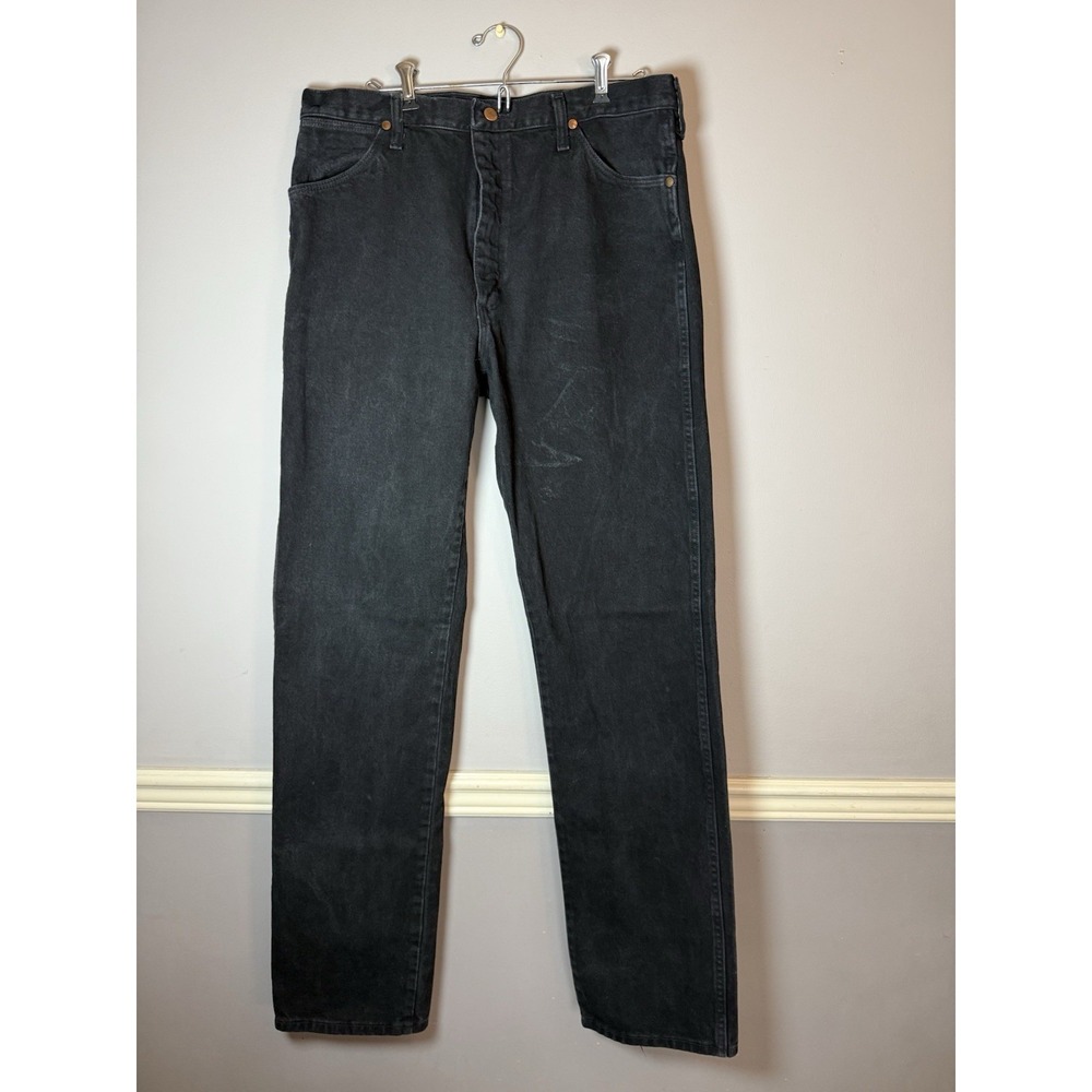 Vintage‎ Wrangler Jeans Mens 35x36 Black Denim Cowboy Cut 13MWZWK